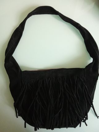 Borsetta con frange in camoscio 