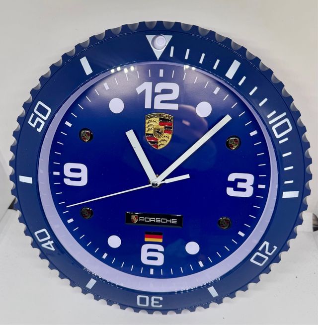 Reloj de pared tematizado Porsche en azul