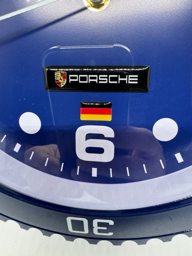 Reloj de pared tematizado Porsche en azul
