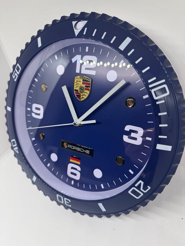 Reloj de pared tematizado Porsche en azul