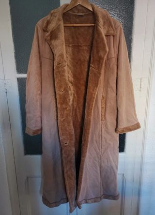 Vintage long sherpa coat ecopiel