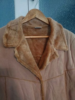 Vintage long sherpa coat ecopiel