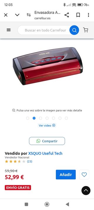 Envasadora de alimentos.