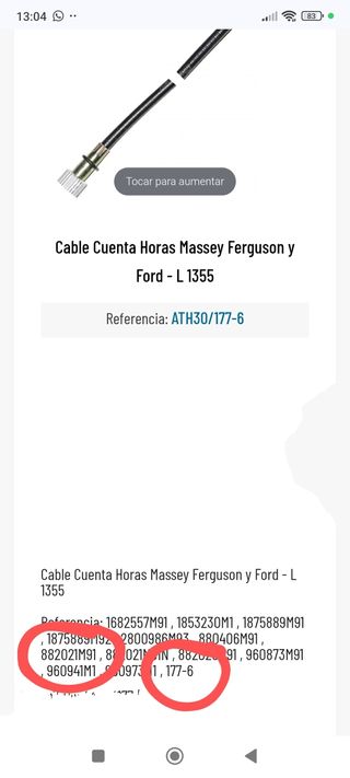 Cable velocímetro Massey Ferguson