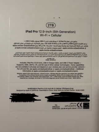 iPad Pro 12.9 5gen 2TB