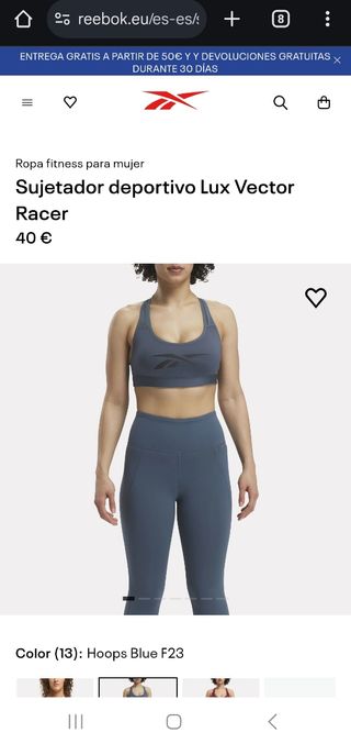 Sujetador deportivo Reebok XS nuevo