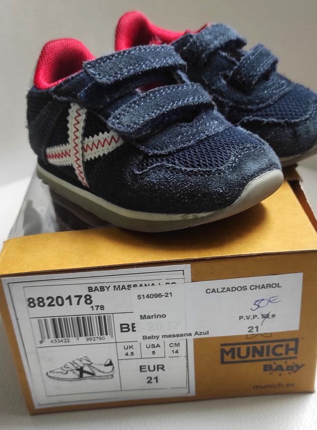 Deportiva Munich BABY serraje, azul y roja