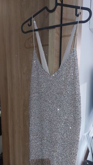 Vestido corto fiesta brillo dorado