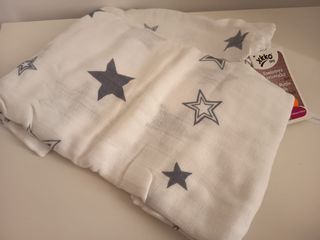 Muselina de Bambú 120*120 Estrellas Grises