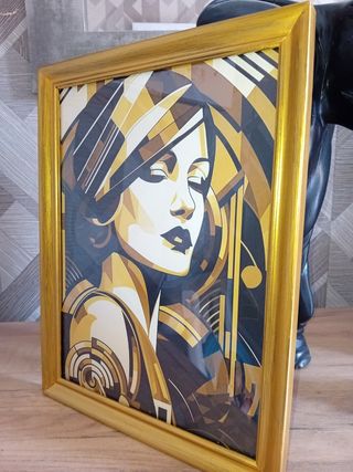 Quadro dorato da donna in stile Art Déco