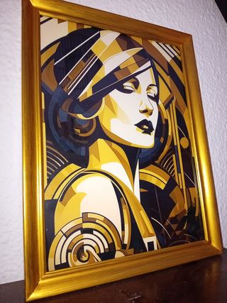 Quadro dorato da donna in stile Art Déco