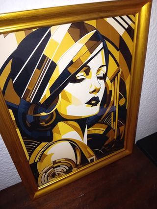 Quadro dorato da donna in stile Art Déco