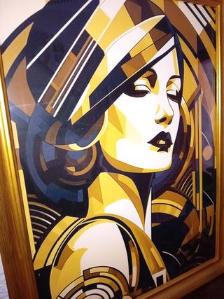 Quadro dorato da donna in stile Art Déco