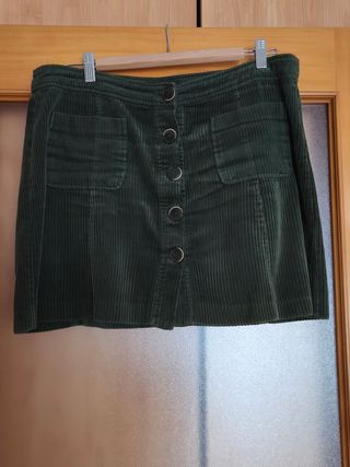 Minifalda pana verde Zara xl