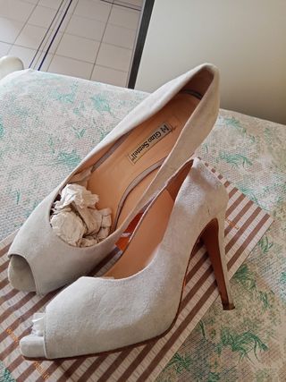 Décolleté scamosciato beige