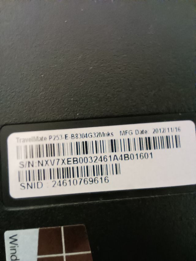 Ordenador portátil Acer *PARA PIEZAS* P253E V5WC1