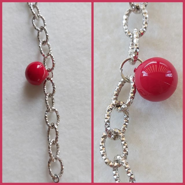 Collana in alluminio con resine, ROSSO