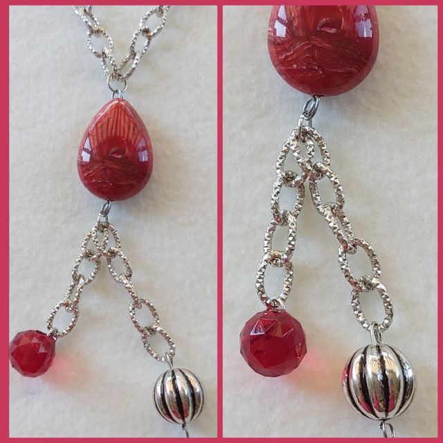 Collana in alluminio con resine, ROSSO