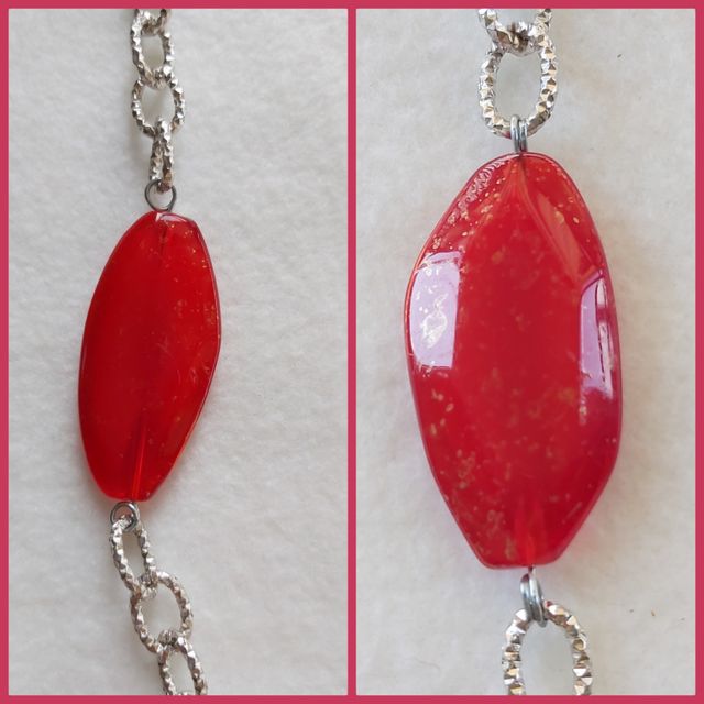 Collana in alluminio con resine, ROSSO