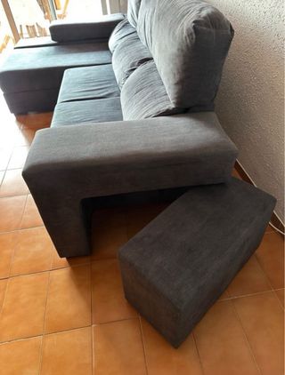 ChaiseLongue sofá tres plazas de terciopelo azul