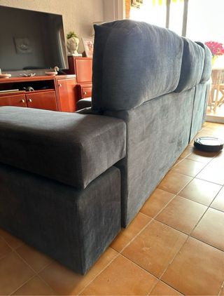 ChaiseLongue sofá tres plazas de terciopelo azul