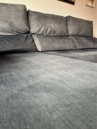 ChaiseLongue sofá tres plazas de terciopelo azul