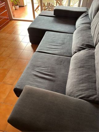 ChaiseLongue sofá tres plazas de terciopelo azul