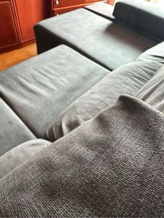 ChaiseLongue sofá tres plazas de terciopelo azul