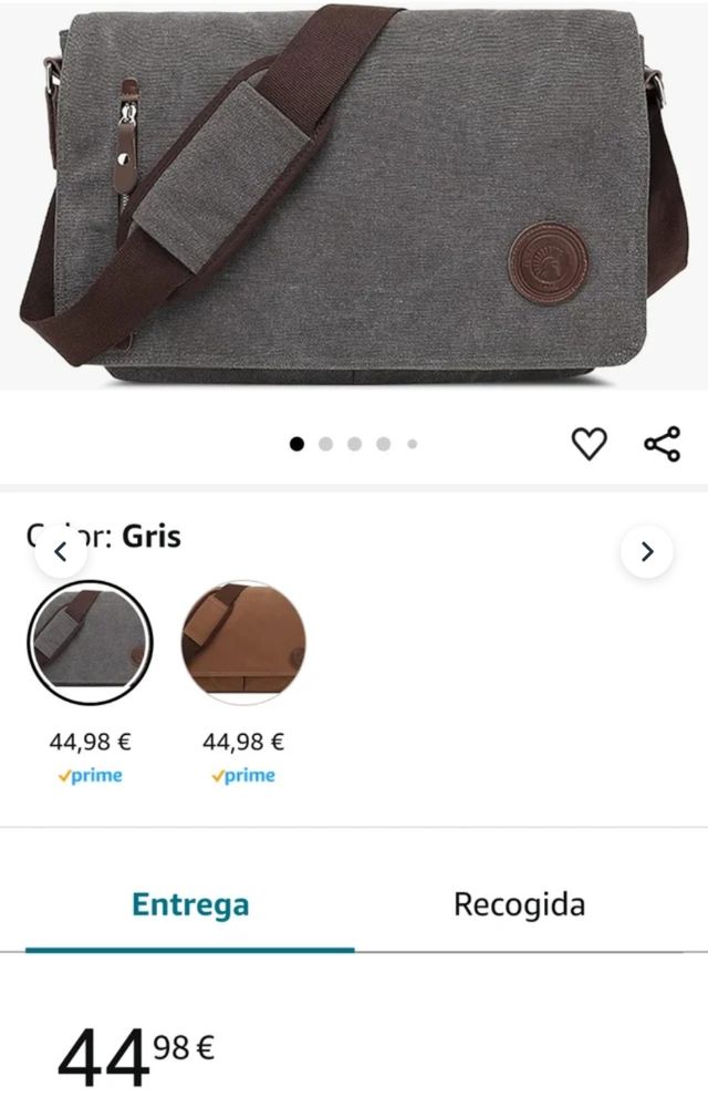 Maletín lona gris y marrón.