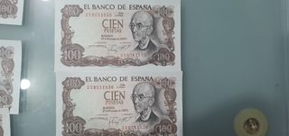 Billetes Españoles 100 pesetas Correlativos