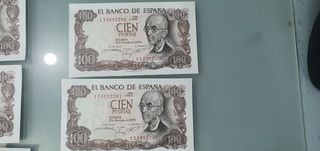 Billetes Españoles 100 pesetas Correlativos