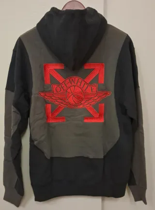 Felpa Nera Off-White Hoodie Red Logo Ricamato