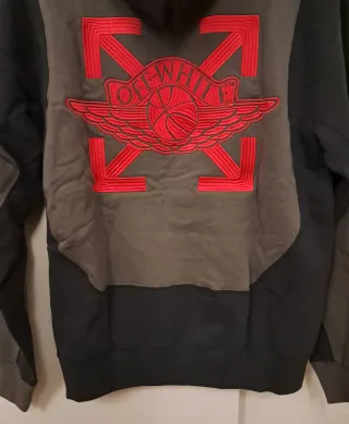 Felpa Nera Off-White Hoodie Red Logo Ricamato