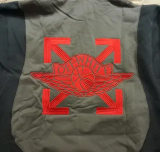 Felpa Nera Off-White Hoodie Red Logo Ricamato