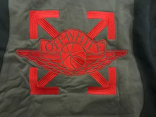 Felpa Nera Off-White Hoodie Red Logo Ricamato