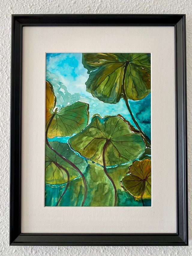 Cuadro pintado a mano con su marco moderno