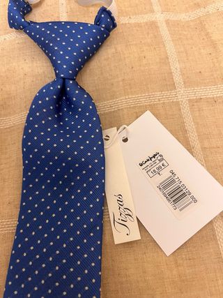 Corbata Infantil azul lunares blancas de Tizzas