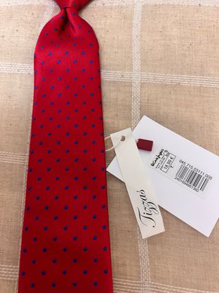 Corbata infantil roja lunares azules de Tizzas