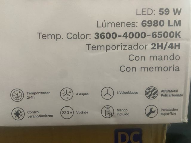 Ventilatore da soffitto pieghevole con luce LED. Nuovo