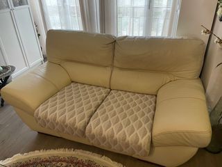 Conjunto sofás piel beige Natuzzi