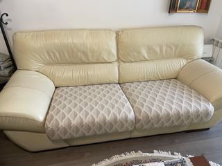 Conjunto sofás piel beige Natuzzi