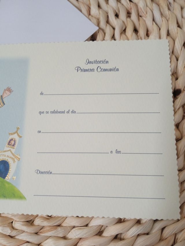 Lote 10 invitaciones comunión de niño con sobre