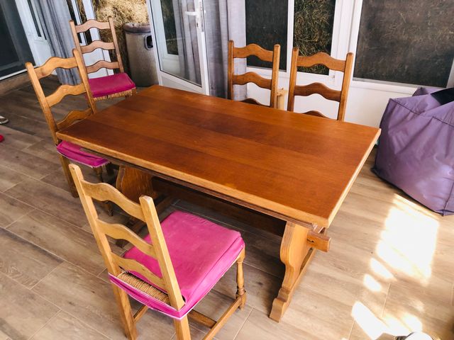 Mesa de comedor con 6 sillas,Madera de Roble