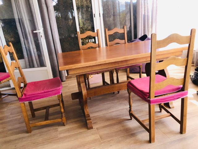 Mesa de comedor con 6 sillas,Madera de Roble