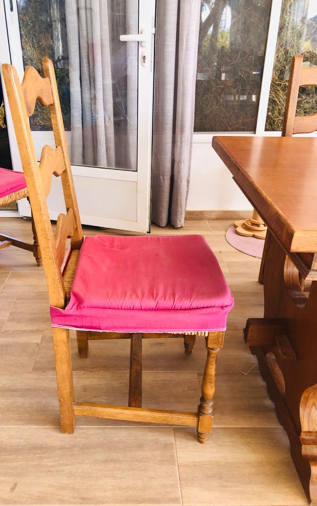 Mesa de comedor con 6 sillas,Madera de Roble