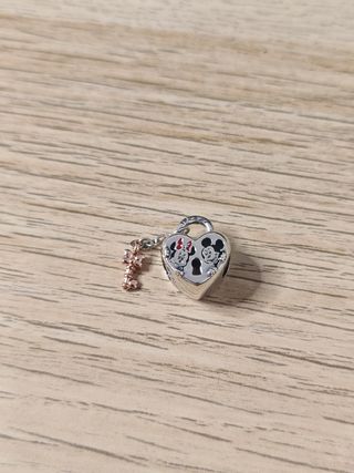 Charm de plata Mickey y Minnie corazón llave
