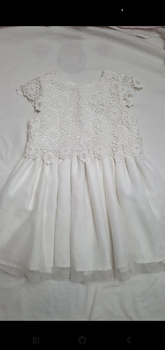 Vestido sin manga blanco 12 a 18 meses