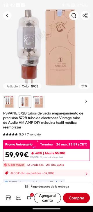 Válvulas lampara tubo de vacio PSVANE