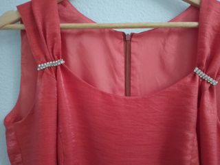 Top de fiesta color naranja / rojo. Mujer.