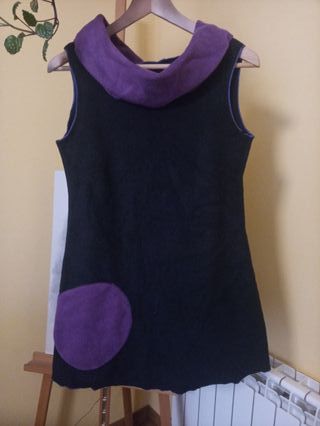 Vestido tejido polar negro y morado